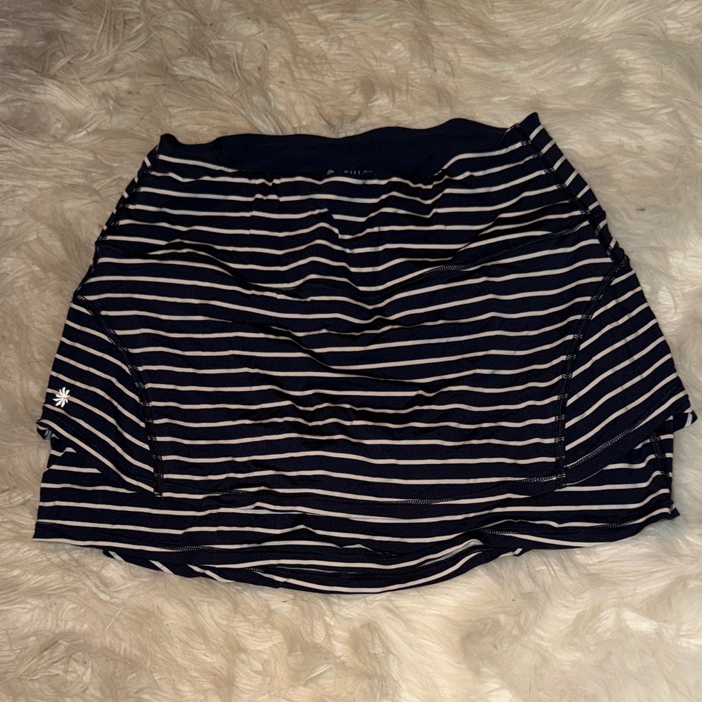 Athleta Navy and White Striped Tennis Skirt